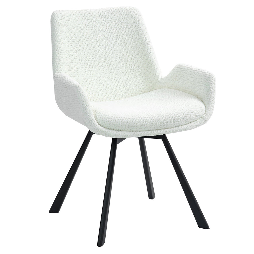 Worldwide Home Furnishings Signy-dining Chair - Luxurious Chenille Fabric With Swivel Base And Stylish Metal Support For All Spaces Ivory,Black Fabric,Metal 202-144iv
