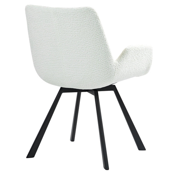 Worldwide Home Furnishings Signy-dining Chair - Luxurious Chenille Fabric With Swivel Base And Stylish Metal Support For All Spaces Ivory,Black Fabric,Metal 202-144iv