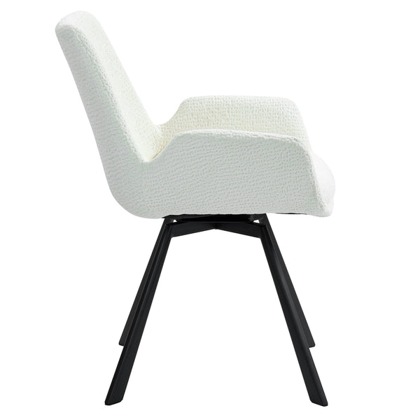 Worldwide Home Furnishings Signy-dining Chair - Luxurious Chenille Fabric With Swivel Base And Stylish Metal Support For All Spaces Ivory,Black Fabric,Metal 202-144iv