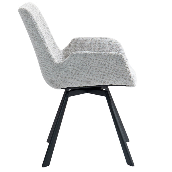 Worldwide Home Furnishings Signy-dining Chair - Luxurious Chenille Fabric With Swivel Base And Stylish Metal Support For All Spaces Light Grey,Black Fabric,Metal 202-144lg