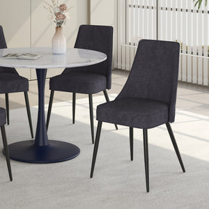 Worldwide Home Furnishings Koda-side Oversized Mid-century Dining Chair With Plush Cushions And Stylish Chrome Accents Charcoal,Black Fabric,Metal 202-158ch