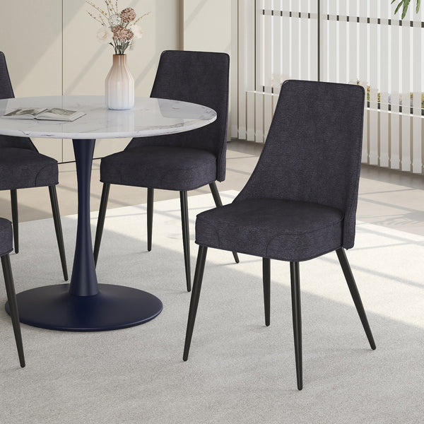 Worldwide Home Furnishings Koda-side Oversized Mid-century Dining Chair With Plush Cushions And Stylish Chrome Accents Charcoal,Black Fabric,Metal 202-158ch