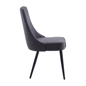 Worldwide Home Furnishings Koda-side Oversized Mid-century Dining Chair With Plush Cushions And Stylish Chrome Accents Charcoal,Black Fabric,Metal 202-158ch