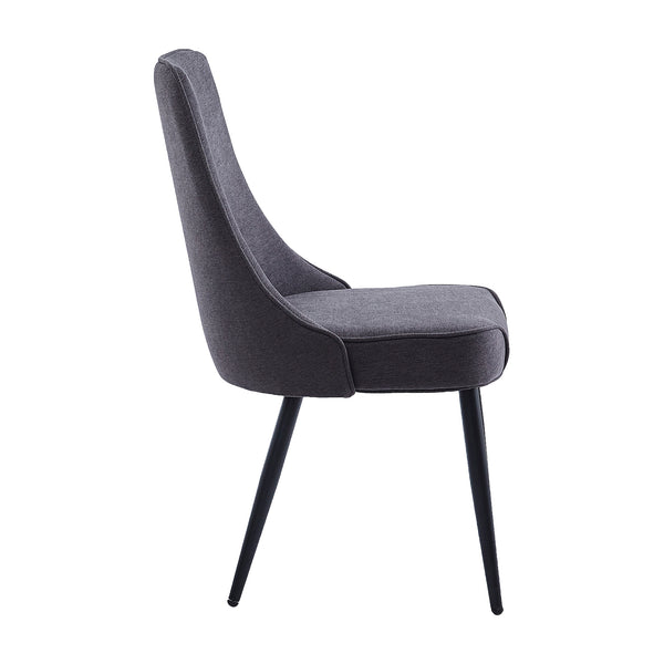 Worldwide Home Furnishings Koda-side Oversized Mid-century Dining Chair With Plush Cushions And Stylish Chrome Accents Charcoal,Black Fabric,Metal 202-158ch