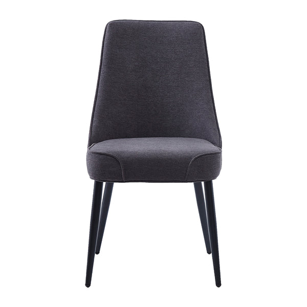 Worldwide Home Furnishings Koda-side Oversized Mid-century Dining Chair With Plush Cushions And Stylish Chrome Accents Charcoal,Black Fabric,Metal 202-158ch