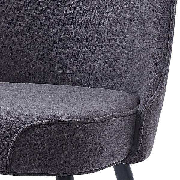 Worldwide Home Furnishings Koda-side Oversized Mid-century Dining Chair With Plush Cushions And Stylish Chrome Accents Charcoal,Black Fabric,Metal 202-158ch