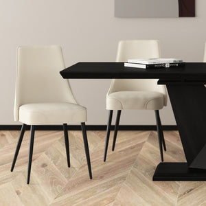 Worldwide Home Furnishings Koda-side Oversized Mid-century Dining Chair With Plush Cushions And Stylish Chrome Accents Beige,Black Faux Leather,Metal 202-158pubg