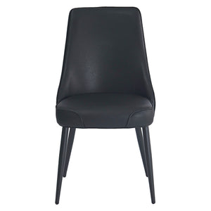 Worldwide Home Furnishings Koda-side Oversized Mid-century Dining Chair With Plush Cushions And Stylish Chrome Accents Black,Black Faux Leather,Metal 202-158pubk