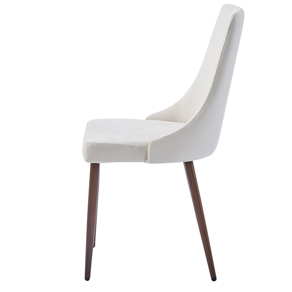 Worldwide Home Furnishings Cora-side Chair – Stylish Fabric Upholstered Design With Curved Wood Frame And Sleek Metal Legs Beige,Walnut Fabric,Metal 202-182bg
