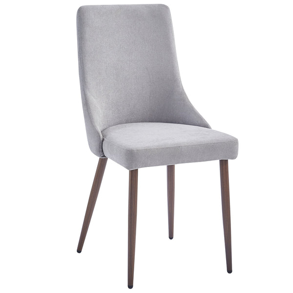Worldwide Home Furnishings Cora-side Chair – Stylish Fabric Upholstered Design With Curved Wood Frame And Sleek Metal Legs Grey,Walnut Fabric,Metal 202-182gy