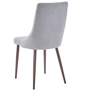 Worldwide Home Furnishings Cora-side Chair – Stylish Fabric Upholstered Design With Curved Wood Frame And Sleek Metal Legs Grey,Walnut Fabric,Metal 202-182gy