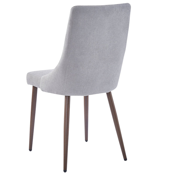 Worldwide Home Furnishings Cora-side Chair – Stylish Fabric Upholstered Design With Curved Wood Frame And Sleek Metal Legs Grey,Walnut Fabric,Metal 202-182gy