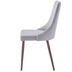 Worldwide Home Furnishings Cora-side Chair – Stylish Fabric Upholstered Design With Curved Wood Frame And Sleek Metal Legs Grey,Walnut Fabric,Metal 202-182gy