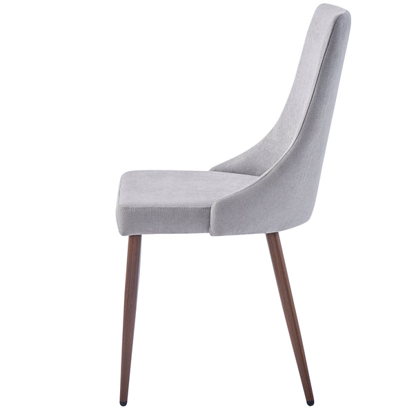 Worldwide Home Furnishings Cora-side Chair – Stylish Fabric Upholstered Design With Curved Wood Frame And Sleek Metal Legs Grey,Walnut Fabric,Metal 202-182gy