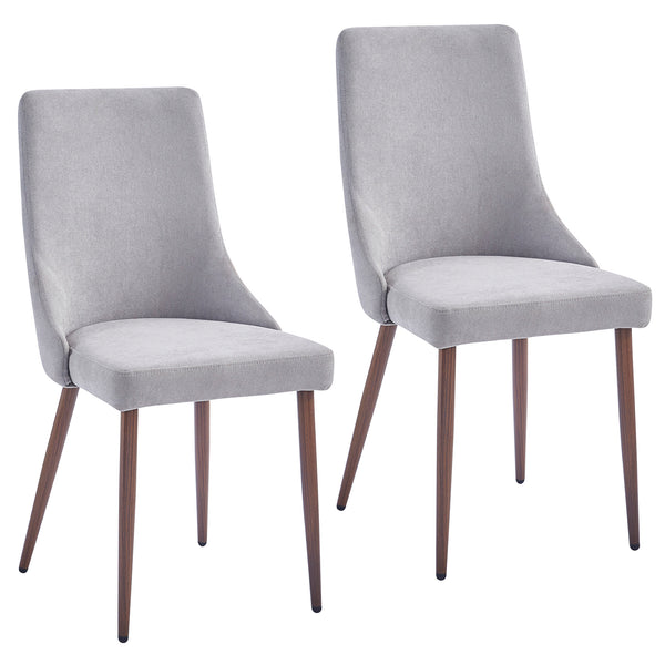 Worldwide Home Furnishings Cora-side Chair – Stylish Fabric Upholstered Design With Curved Wood Frame And Sleek Metal Legs Grey,Walnut Fabric,Metal 202-182gy
