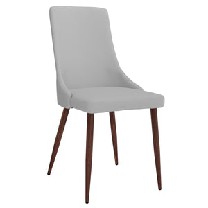 Worldwide Home Furnishings Cora-side Chair – Stylish Mid-century Modern Design With Faux Leather Upholstery For Any Space Light Grey,Walnut Faux Leather,Metal 202-182pulg