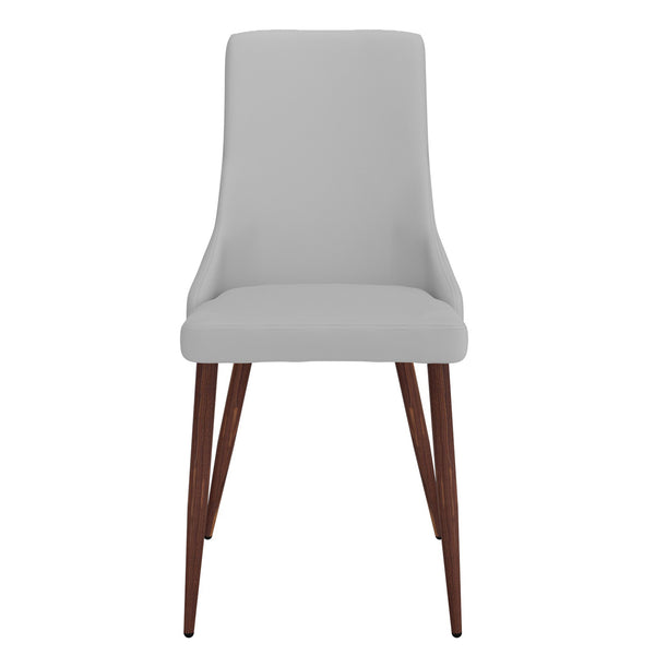 Worldwide Home Furnishings Cora-side Chair – Stylish Mid-century Modern Design With Faux Leather Upholstery For Any Space Light Grey,Walnut Faux Leather,Metal 202-182pulg