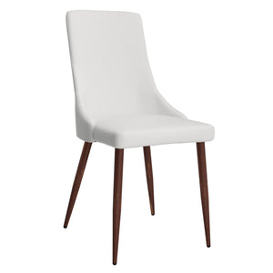 Worldwide Home Furnishings Cora-side Chair – Stylish Mid-century Modern Design With Faux Leather Upholstery For Any Space White,Walnut Faux Leather,Metal 202-182puwt
