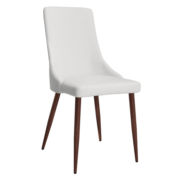 Worldwide Home Furnishings Cora-side Chair – Stylish Mid-century Modern Design With Faux Leather Upholstery For Any Space White,Walnut Faux Leather,Metal 202-182puwt