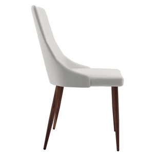 Worldwide Home Furnishings Cora-side Chair – Stylish Mid-century Modern Design With Faux Leather Upholstery For Any Space White,Walnut Faux Leather,Metal 202-182puwt