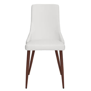 Worldwide Home Furnishings Cora-side Chair – Stylish Mid-century Modern Design With Faux Leather Upholstery For Any Space White,Walnut Faux Leather,Metal 202-182puwt