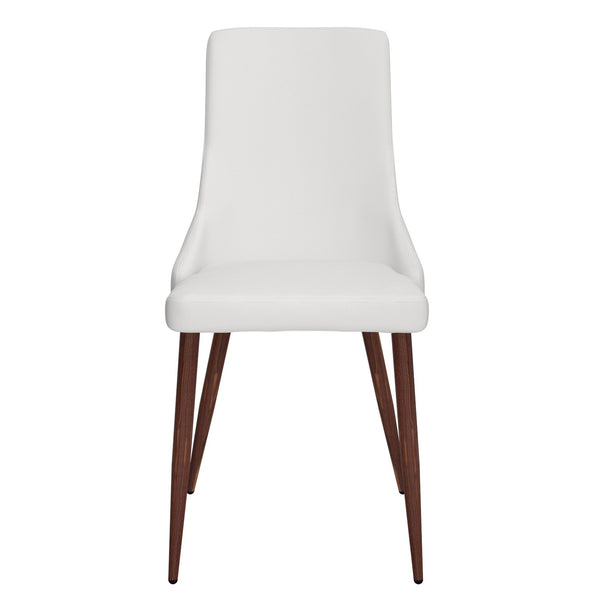 Worldwide Home Furnishings Cora-side Chair – Stylish Mid-century Modern Design With Faux Leather Upholstery For Any Space White,Walnut Faux Leather,Metal 202-182puwt