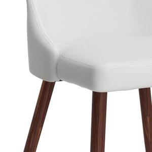 Worldwide Home Furnishings Cora-side Chair – Stylish Mid-century Modern Design With Faux Leather Upholstery For Any Space White,Walnut Faux Leather,Metal 202-182puwt