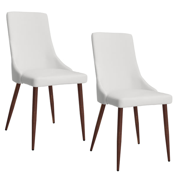 Worldwide Home Furnishings Cora-side Chair – Stylish Mid-century Modern Design With Faux Leather Upholstery For Any Space White,Walnut Faux Leather,Metal 202-182puwt