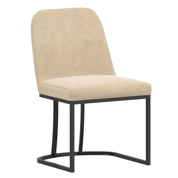 Worldwide Home Furnishings Dario-dining Chair - Elegant Chenille Upholstered Design With Sturdy Black Metal Frame For Style Beige Fabric 202-271bg