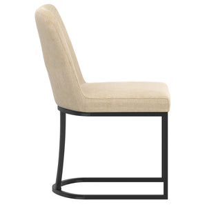 Worldwide Home Furnishings Dario-dining Chair - Elegant Chenille Upholstered Design With Sturdy Black Metal Frame For Style Beige Fabric 202-271bg