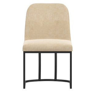 Worldwide Home Furnishings Dario-dining Chair - Elegant Chenille Upholstered Design With Sturdy Black Metal Frame For Style Beige Fabric 202-271bg