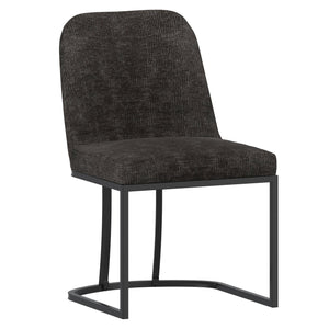 Worldwide Home Furnishings Dario-dining Chair - Elegant Chenille Upholstered Design With Sturdy Black Metal Frame For Style Charcoal Fabric 202-271ch