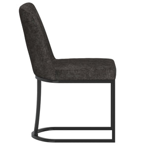 Worldwide Home Furnishings Dario-dining Chair - Elegant Chenille Upholstered Design With Sturdy Black Metal Frame For Style Charcoal Fabric 202-271ch