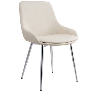 !nspire Cassidy Side Chair Ivory/Chrome Faux Leather/Metal