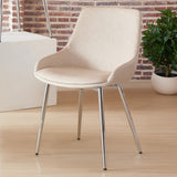 !nspire Cassidy Side Chair Ivory/Chrome Faux Leather/Metal