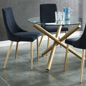 Worldwide Home Furnishings Carmilla-side Chair – Luxurious Comfort And Elegant Design For Dining Or Guest Rooms, Stylish Accent Black,Aged Gold Velvet,Metal 202-353bk