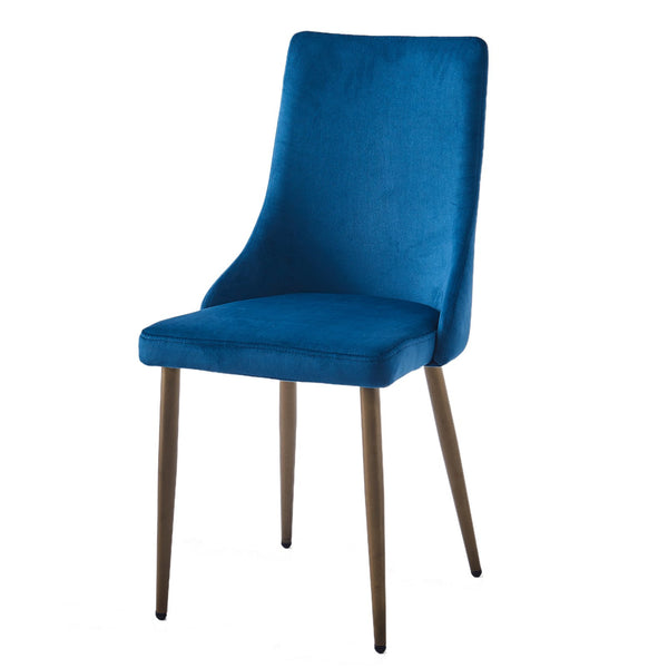 Worldwide Home Furnishings Carmilla-side Chair – Luxurious Comfort And Elegant Design For Dining Or Guest Rooms, Stylish Accent Blue,Aged Gold Velvet,Metal 202-353blu