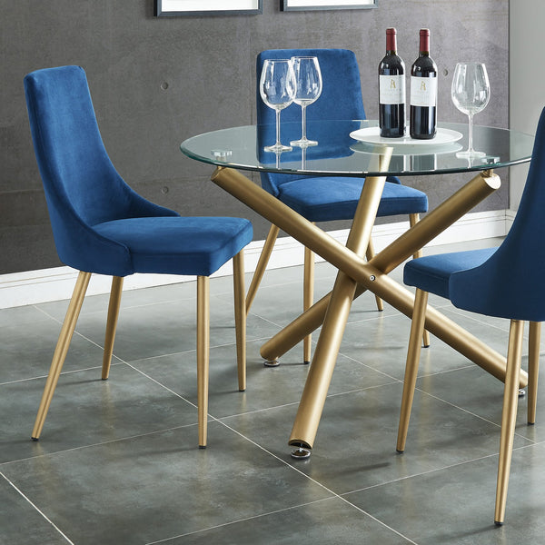 Worldwide Home Furnishings Carmilla-side Chair – Luxurious Comfort And Elegant Design For Dining Or Guest Rooms, Stylish Accent Blue,Aged Gold Velvet,Metal 202-353blu