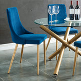 !nspire Carmilla Side Chair Blue/Aged Gold Velvet/Metal