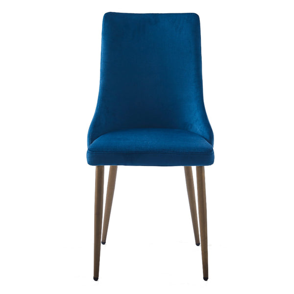 Worldwide Home Furnishings Carmilla-side Chair – Luxurious Comfort And Elegant Design For Dining Or Guest Rooms, Stylish Accent Blue,Aged Gold Velvet,Metal 202-353blu