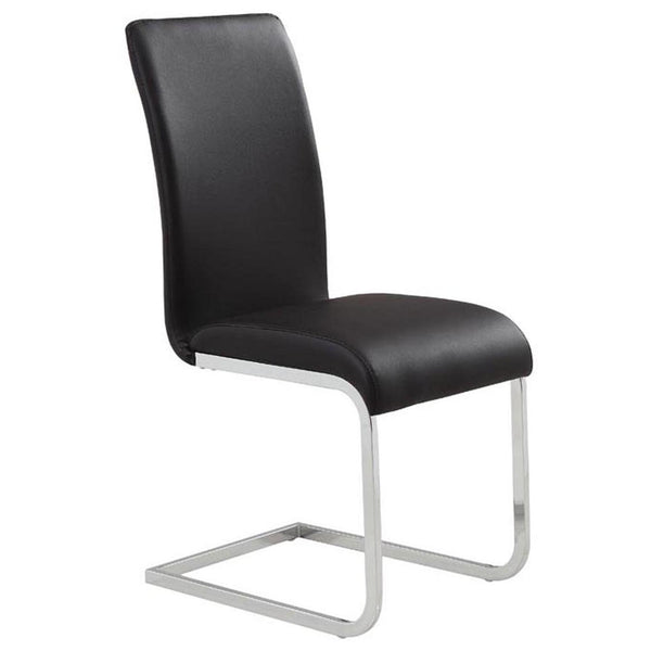Worldwide Home Furnishings Maxim-side Chair - Stylish Contemporary Design With Comfortable Faux Leather And Metal Frame Black,Chrome Faux Leather,Metal 202-489bk