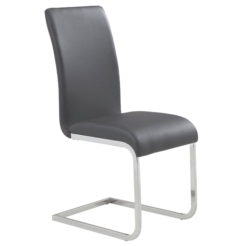 Worldwide Home Furnishings Maxim-side Chair In Grey - Stylish Contemporary Design With Comfort, Perfect For Dining Or Accent Use Grey,Chrome Faux Leather,Metal 202-489gy