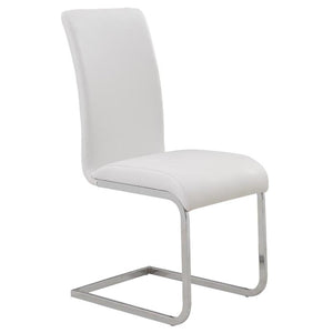 Worldwide Home Furnishings Maxim-side Chair - Stylish Contemporary Design With Comfortable Faux Leather And Metal Frame White,Chrome Faux Leather,Metal 202-489wt
