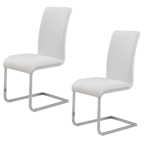 Worldwide Home Furnishings Maxim-side Chair - Stylish Contemporary Design With Comfortable Faux Leather And Metal Frame White,Chrome Faux Leather,Metal 202-489wt