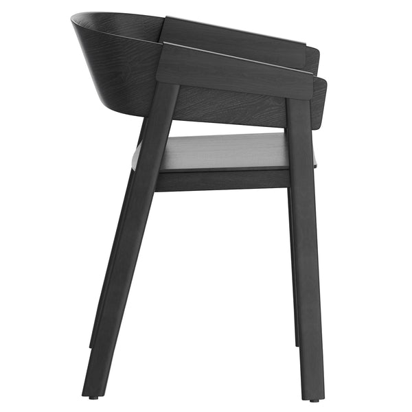 Worldwide Home Furnishings Mateo-contract Mid-century Modern Chair – Sturdy Oak Construction With Stylish Curved Back Support Black Solid Wood,Oak Veneer 202-563blk