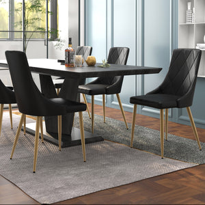 Worldwide Home Furnishings Antoine-side Chair - Elegant Faux Leather Upholstered Design With Curved Wood Frame And Metal Legs Black,Aged Gold Faux Leather,Metal 202-573bk
