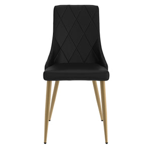 Worldwide Home Furnishings Antoine-side Chair - Elegant Faux Leather Upholstered Design With Curved Wood Frame And Metal Legs Black,Aged Gold Faux Leather,Metal 202-573bk