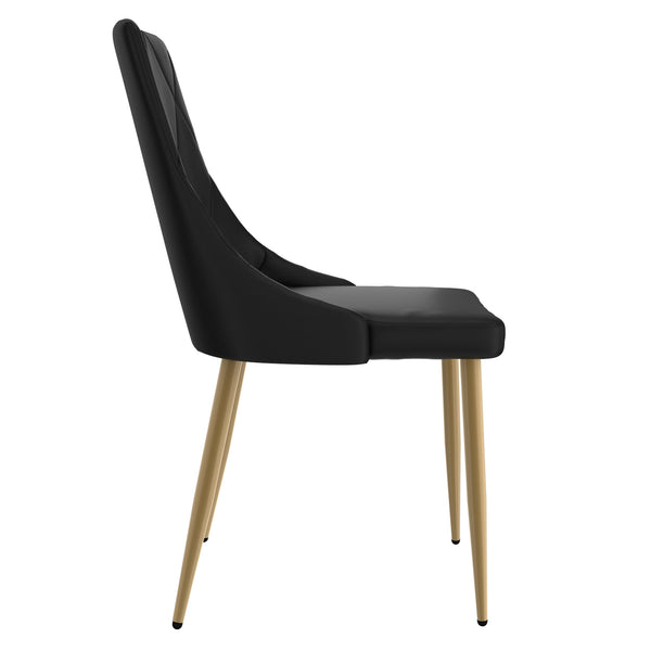 Worldwide Home Furnishings Antoine-side Chair - Elegant Faux Leather Upholstered Design With Curved Wood Frame And Metal Legs Black,Aged Gold Faux Leather,Metal 202-573bk