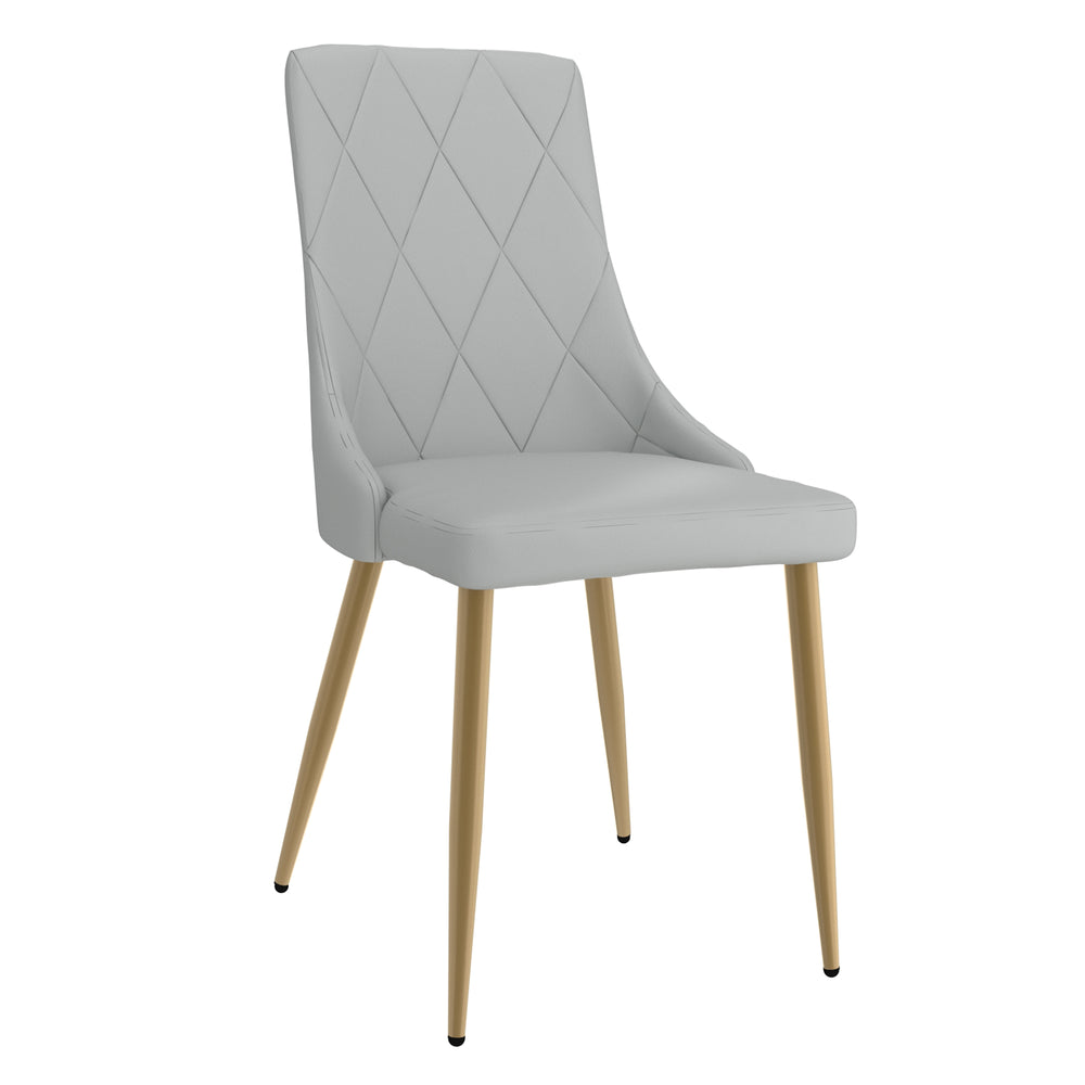 Worldwide Home Furnishings Antoine-side Chair - Elegant Faux Leather Upholstered Design With Curved Wood Frame And Metal Legs Light Grey,Aged Gold Faux Leather,Metal 202-573lg