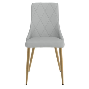 Worldwide Home Furnishings Antoine-side Chair - Elegant Faux Leather Upholstered Design With Curved Wood Frame And Metal Legs Light Grey,Aged Gold Faux Leather,Metal 202-573lg
